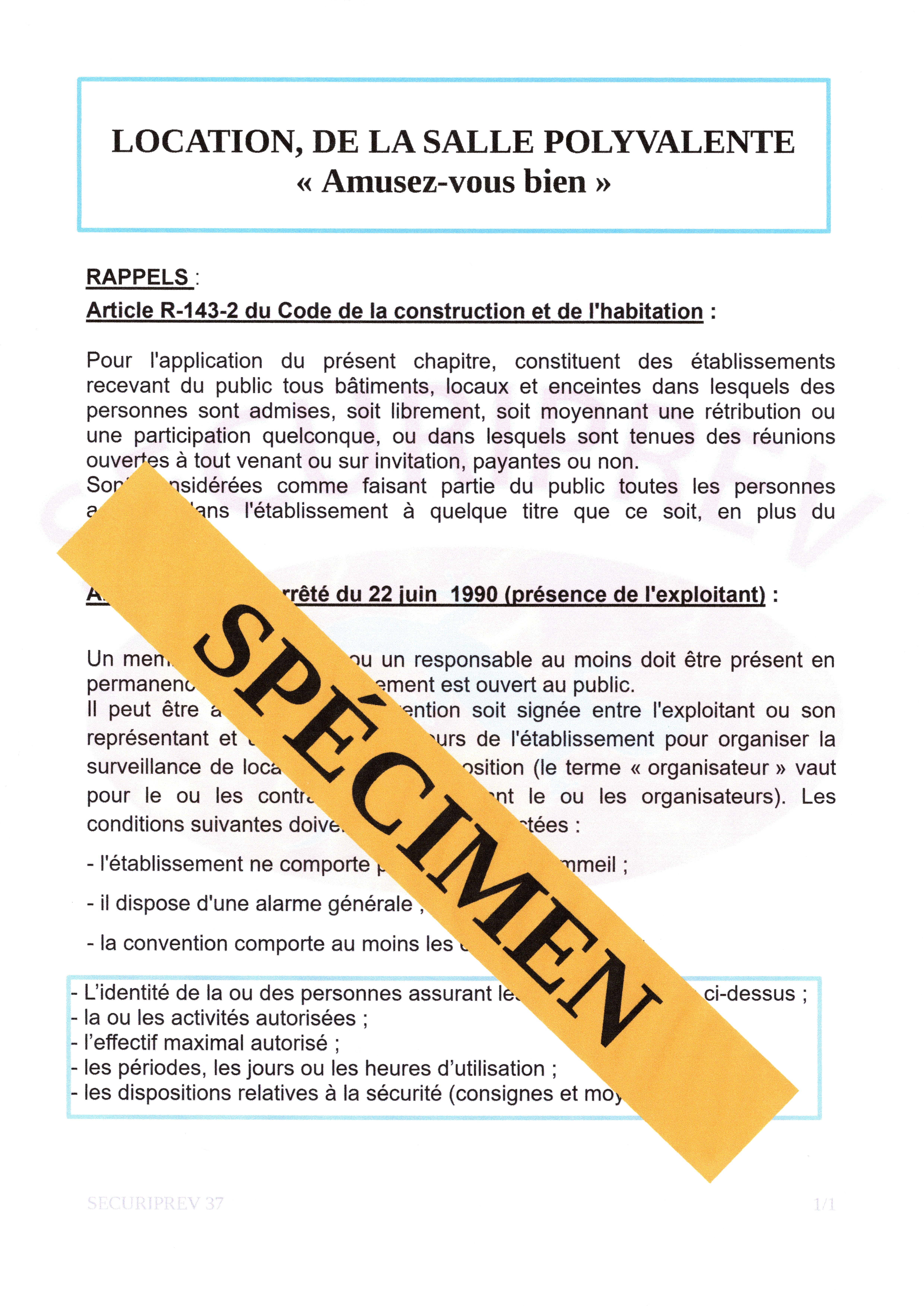 Les consignes de sécurité.